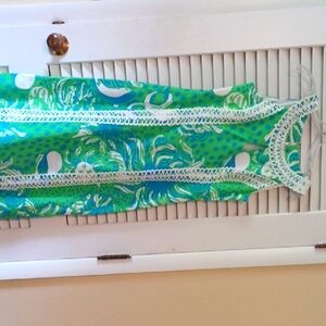Vibrant Green and Blue Sleeveless Lilly Pulitzer Maxi Dress